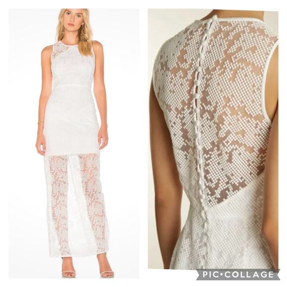 DIANE von FURSTENBERG DVF White Sheer Lace Embroidered Overlay Maxi Dress - Picture 1 of 16